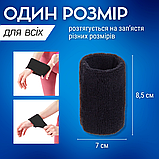 Напульсник спортивний на руку на зап'ястя 1 шт для тренувань махровий біговий чорний (BC-2963), фото 2