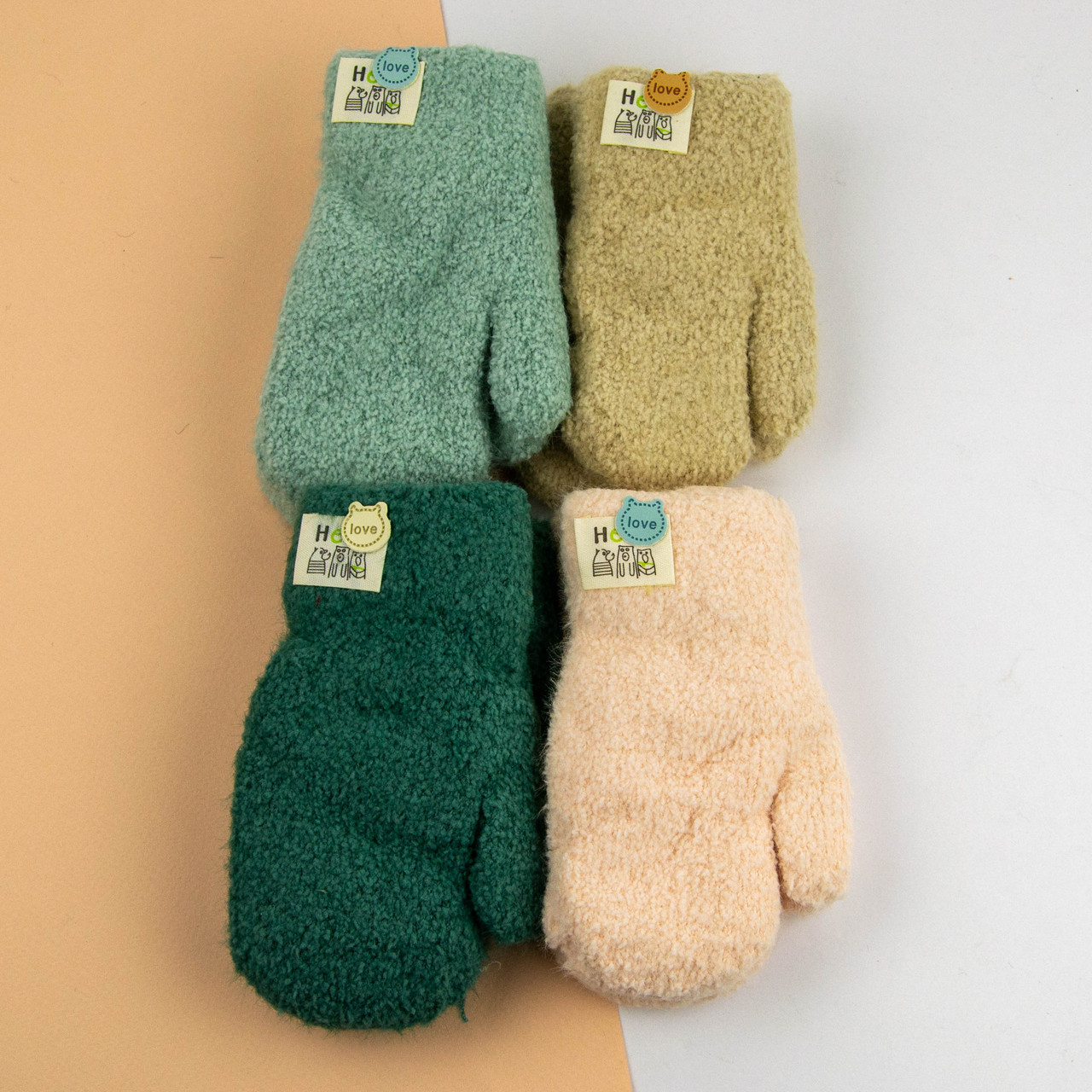 Оптом дитячі подвійні рукавиці на 5-8 років зимові на мотузочку (арт. 24-8-016)