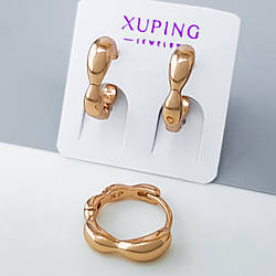 Сережки "Фігурна Квітка" без каміння, медзолото Xuping позолота 14К