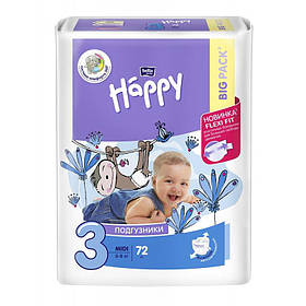 Підгузки дитячі Happy baby midi 5 - 9 кг 72 шт Bella Білий