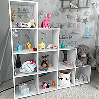 Дитячий стелаж полку Пірамідка для книг та іграшок (4 яруси) Білий