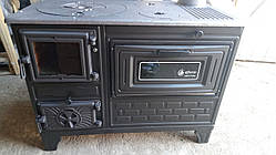 Дров'яна піч-кухня Eforisi EFS-12 з варочною поверхнею та духовкою (дверцята чавун, топка цегла) 8,6кВт 46кг ш820г430в620мм Чорнa