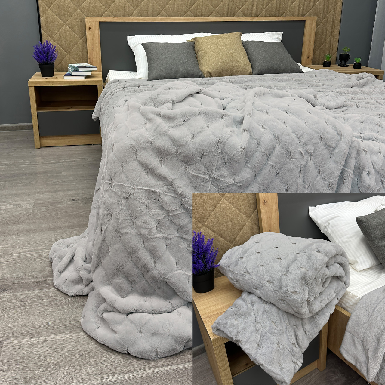 Плед-покривало 210х220 см (+-5см) Шиншила Світло-сірий (87-021), фото 1