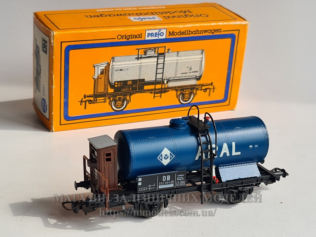 Модель 2х-осної цистерни " ARAL ", принадлежнiсть DB, масштабу Н0 (1/87)PREFO 091465-7, фото 1