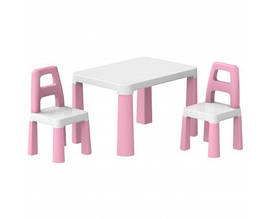 Набір дитячий стіл з двома стільцями рожевий 0457 Технок пластик
