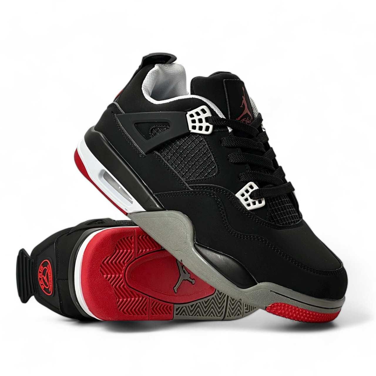 Чоловічі кросівки Jordan Retro 4 Bred весняні чорні демісезонні