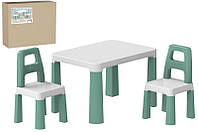 Набір дитячий стіл з двома стільцями ментоловий 0440 Технок пластик