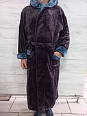Чоловічий махровий халат коричнево-бежевий 3XL,4XL