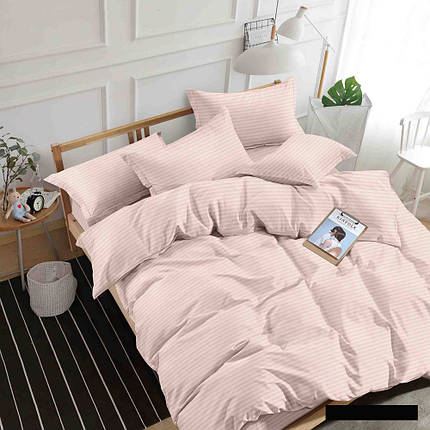 Натуральна тканина для постільного світло-рожева 240 см, однотонний страйп-сатин смуга 100% бавовна, у рулоні (60 м), фото 1