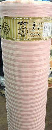Натуральна тканина для постільного світло-рожева 240 см, однотонний страйп-сатин смуга 100% бавовна, у рулоні (60 м), фото 2