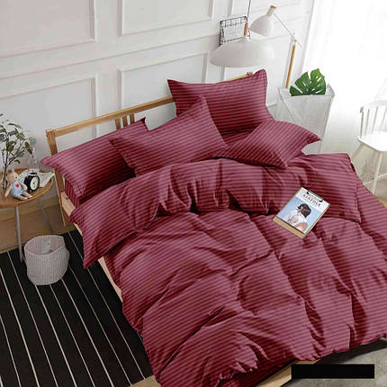 Страйп-сатин смуга однотонний червоний колір марсала, 100% бавовняна тканина 240 см для постільної білизни в рулоні (60 м), фото 1