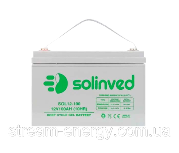 Гелевий акумулятор 12V 100 Ah SOLINVED 100-12 GEL