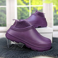 Калоші жіночі пінкові на хутрі Dago Style темно-фіолетові 4532