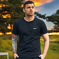 Футболка мужская черная хлопковая Nike удобная летняя нательная классная стильная красивая однотонная