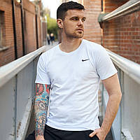 Футболка мужская белая хлопковая Nike удобная летняя нательная классная красивая брендовая