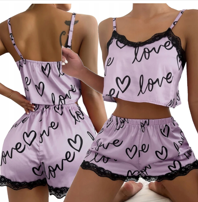 Сексуальна жіноча піжама шорти та майка із щільного атласу, фото 1