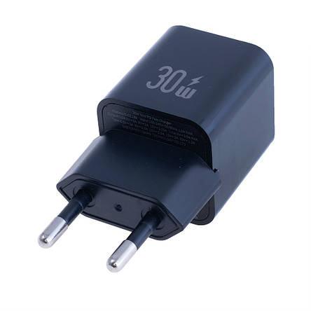 Зарядний пристрій чорний US-CC189 PD30W+QC3.0 A+C Dual-port Fast Charger (black, EU) USAMS, фото 1