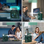 Портативний міні-кондиціонер із підсвічуванням Mini Air Conditioner Вентилятор із зволожувачем повітря Зелений, фото 5