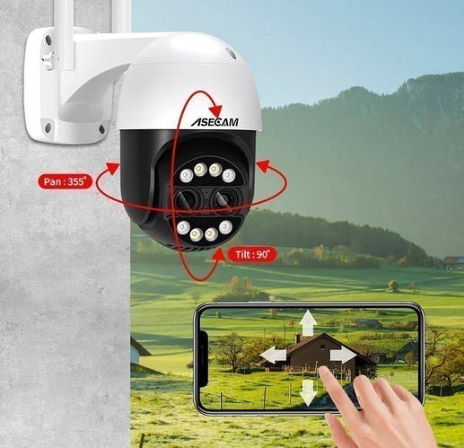 Беспроводная уличная бинокулярная WiFi камера PTZ (поворотная) 8mp ...