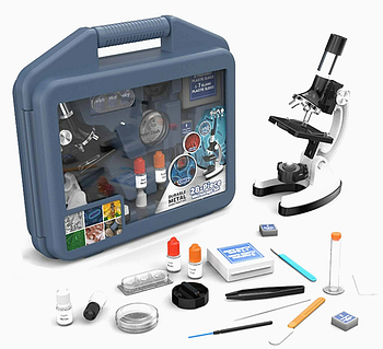 Мікроскоп дитячий (підсвічування, 28 предметів, аксесуари, у валізі) 2110