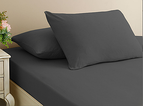 Простирадло на гумці 100х200 захисне з бавовни ранфорс, простирадло чохол на матрац односпальне Туреччина Бежевий