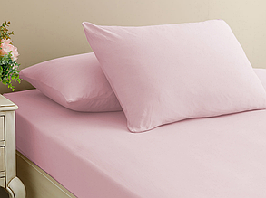 Защитная простыня на матрац 100х200 ранфорс на резинке, простыня резинка односпальная Натяжные Пудровий