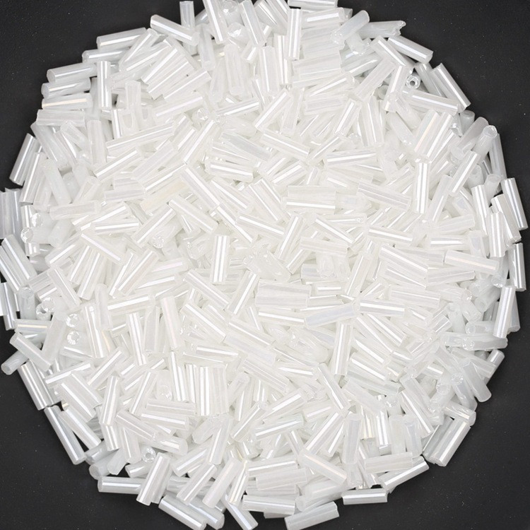 Бісер стеклярус блискучий 2х6 мм 50 г Білий, фото 1