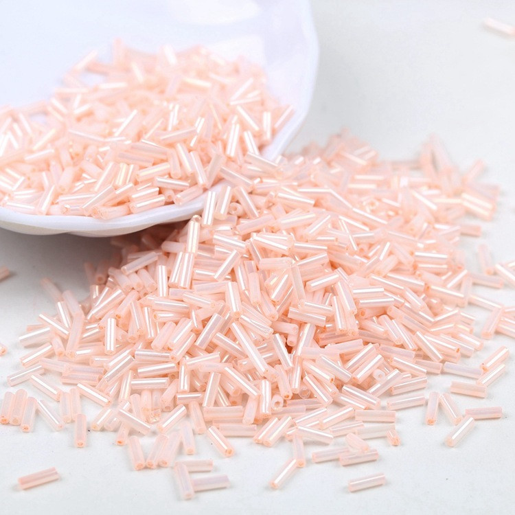 Бісер стеклярус блискучий 2х6 мм 50 г Персиковий, фото 1