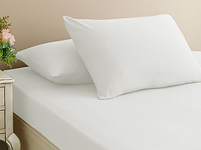 Простирадло на гумці 100х200 захисне з бавовни ранфорс, простирадло чохол на матрац односпальне Туреччина Кремовий