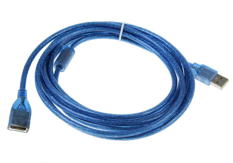 Подовжувач USB 2.0 AM / AF, 3.0m, 1 ферит, прозорий синій Q150, Voltronic, Арт.56260