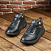 Чоловічі шкіряні кросівки (натуральна шкіра) чорні демісезонні для чоловіків на весну осінь, розміри 40-45, фото 2