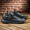 Чоловічі шкіряні кросівки (натуральна шкіра) чорні демісезонні для чоловіків на весну осінь, розміри 40-45, фото 3