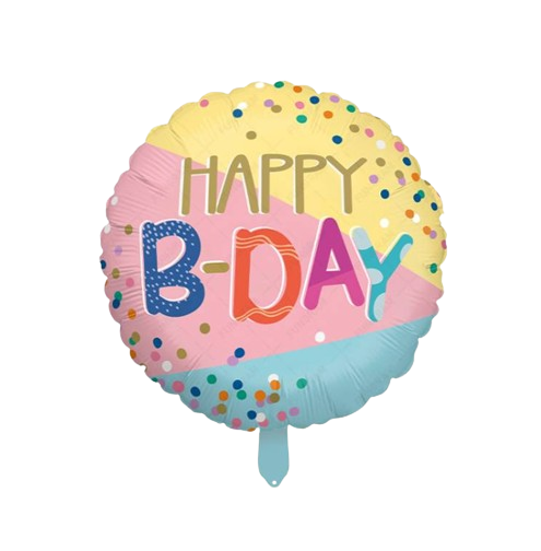Фольгована кулька круг "Happy B-day" кольорова 18"(45см) 1шт.