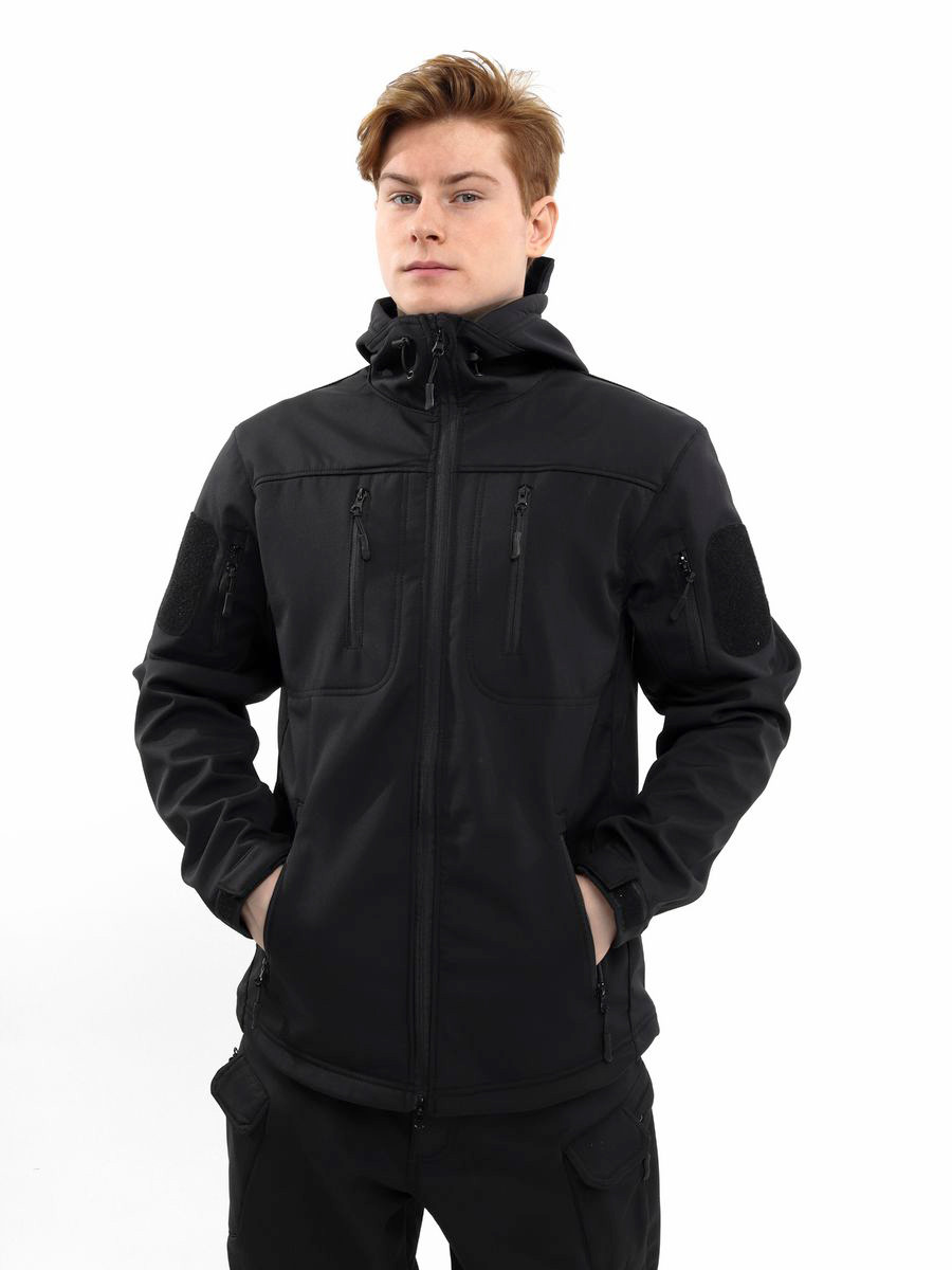Тактическая куртка Eagle Soft Shell JA-01-0 з флісом Black, фото 1