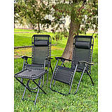 Набір чорний шезлонг 2 шт та столик Garden Line Delux 2+1 CC, фото 3