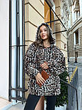 Теплий жіночий зип худі оверсайз із турецького флісу принт білий леопард, фото 2