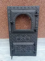 Дверцята пічні чавунні спарені "Вікторія" з термосклом, 505х290 мм. Дверцята для печі та барбекю.