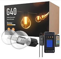 Вулична гірлянда з керуванням через Bluetooth 9м. 25 лампочок G40 220в. Лампочки у комплекті.