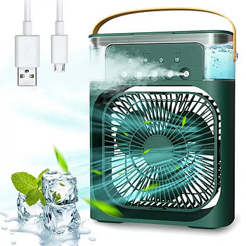 Портативний міні-кондиціонер із підсвічуванням Mini Air Conditioner Вентилятор із зволожувачем повітря Зелений