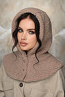 Капюшон із тканого хутра "Тедді", колір моко