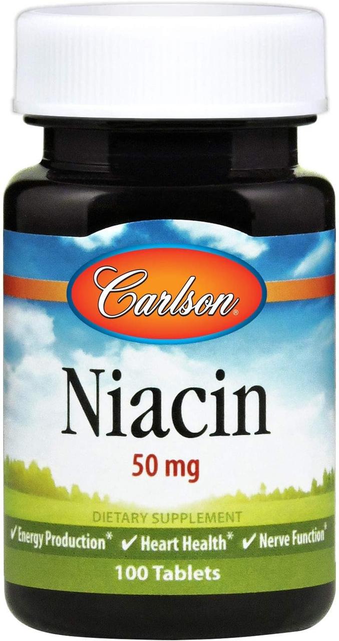 Carlson Niacin / Ніацин вітамін Б3 50 мг із почервонінням шкіри 100 таблеток