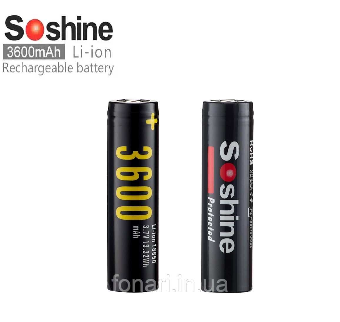 Акумулятор Soshine 18650 Li-Ion 3600 mAh захищений