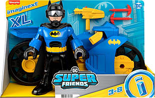 Ігровий набір Бетмен Fisher-Price Imaginext DC Batcyle XL & Batman Ліга Справедливості Бетцикл мотоцикл HNM32
