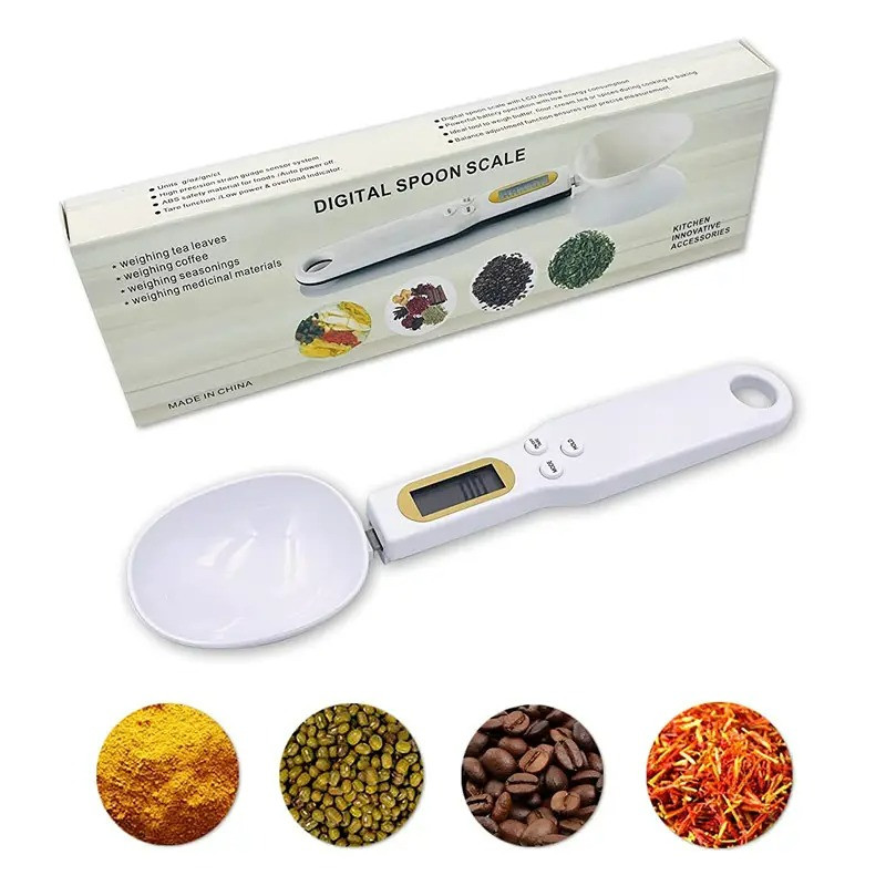 Ложка-ваги/електронні кухонні ваги 0.1-500 грамів з LED-дисплеєм Kitchen Helper білі (LB-67633)