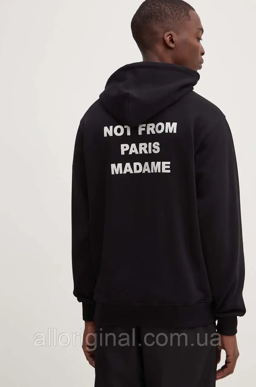 AllOriginal com ua Бавовняна кофта Drôle de Monsieur Le Hoodie Slogan чоловіча колір чорний з капюшоном з