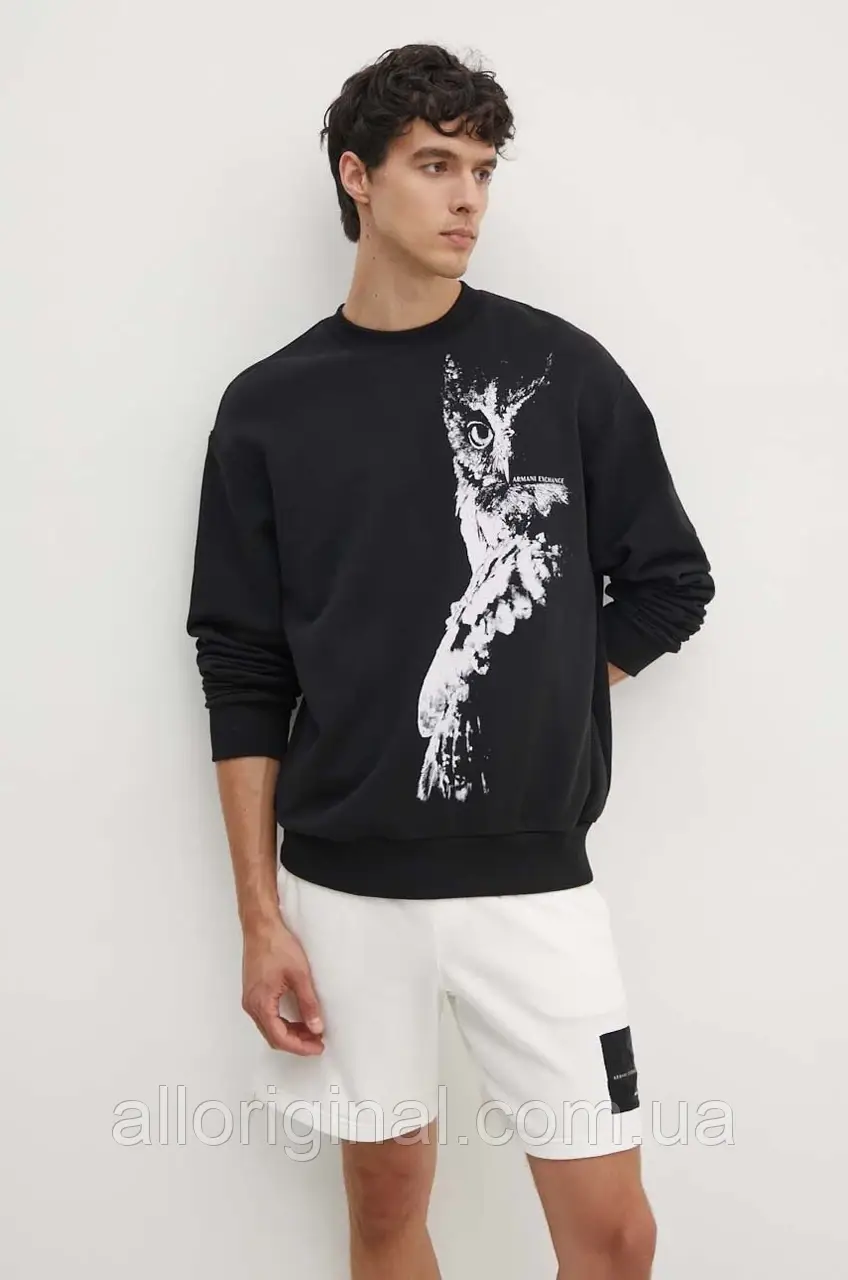 AllOriginal com ua Бавовняна кофта Armani Exchange чоловіча колір чорний візерунок XM000042 AF10858 РОЗМІРИ