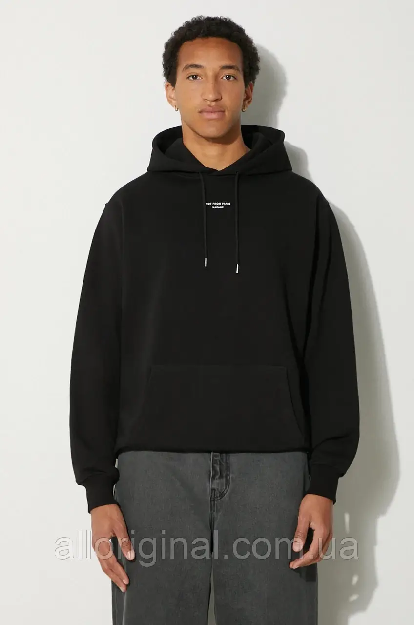 AllOriginal com ua Бавовняна кофта Drôle de Monsieur Le Hoodie Slogan a Poche Classique чоловіча колір чорний