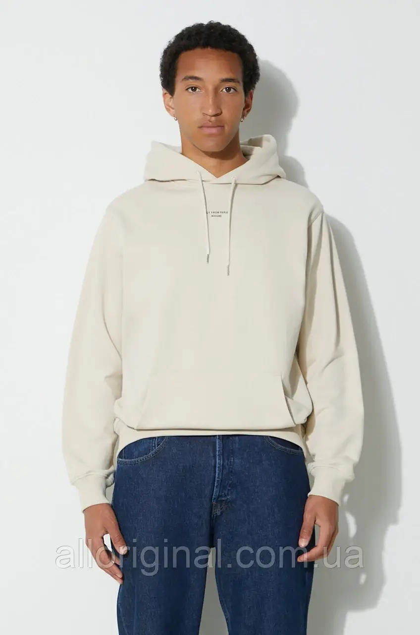 AllOriginal com ua Бавовняна кофта Drôle de Monsieur Le Hoodie Slogan a Poche Classique чоловіча колір бежевий