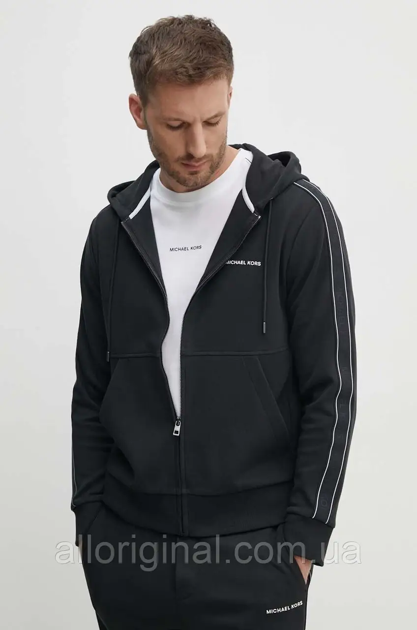 AllOriginal com ua Кофта Michael Kors чоловіча колір чорний з капюшоном з аплікацією CT4524K5MF РОЗМІРИ