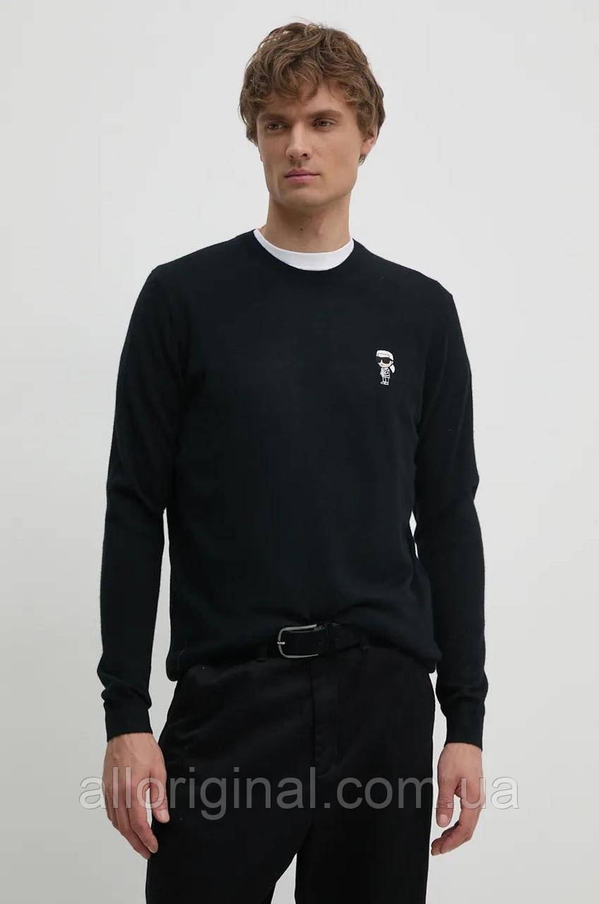 AllOriginal com ua Вовняний светр Karl Lagerfeld чоловічий колір чорний легкий 544399.655013 РОЗМІРИ ЗАПИТУЙТЕ